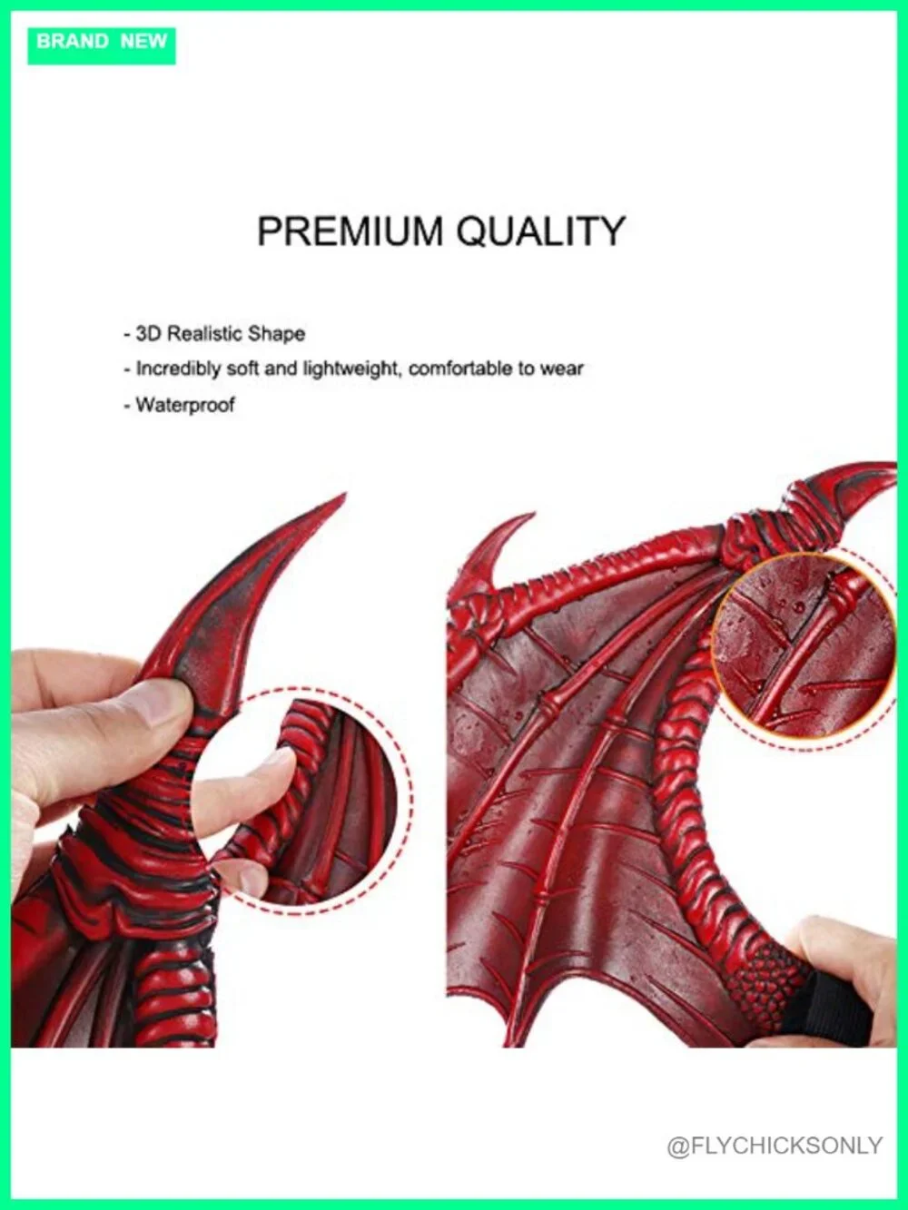 Red Dragon Wings Mask Tail Halloween Devil Costume Set